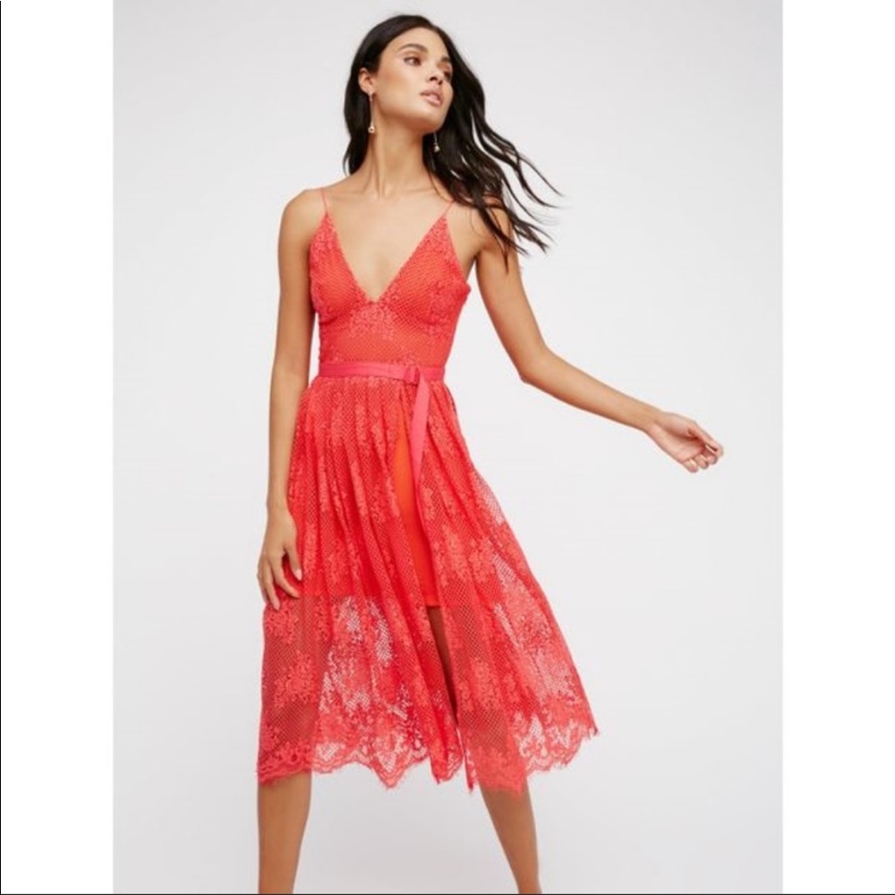 Free People Match Point Lace Midi Dress